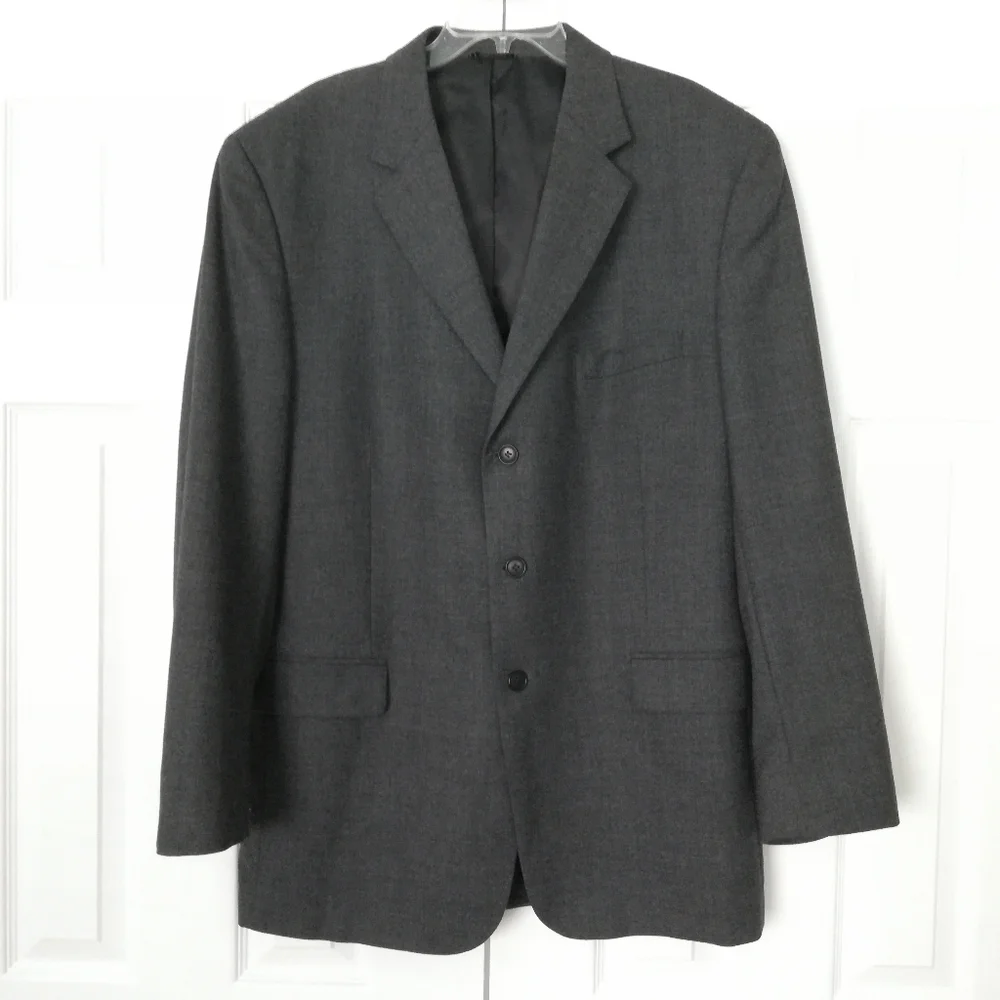 Bachrach Charcoal Gray Wool Sport Coat Size 46 Long